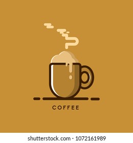 Hot coffee flat style brown color