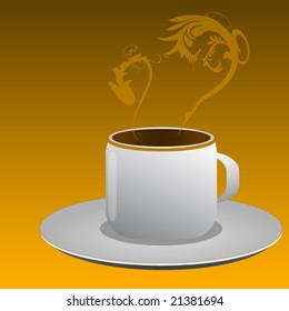 Hot coffee gradient background illustration