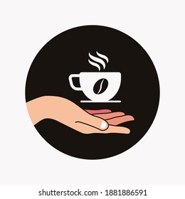 Hot coffee in hand icon design vector illustration