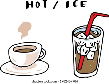 Hot coffee and iced coffee