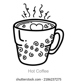 Concepto de icono de café y café caliente