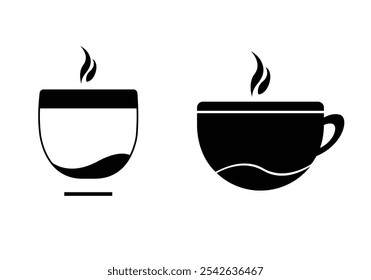 Icono de café caliente. Conjunto de iconos de taza de café. Símbolos de vasos de bebidas calientes.