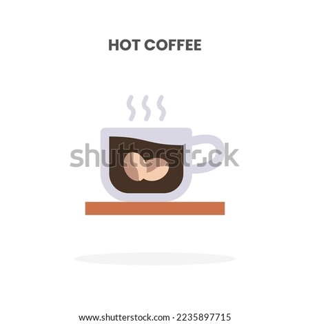 Hot Coffee icon flat. Vector illustration on white background. Can used for web, app, digital product, presentation, UI and many more.