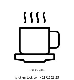 hot coffee icon. Line Art Style Design Isolated On White Background