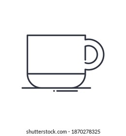 Hot coffee icon, linear isolated illustration, thin line vector, web design sign, outline concept symbol with editable stroke on white background.