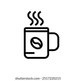 Icono de café caliente con vapor en ascenso