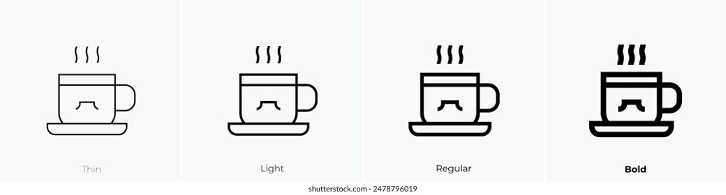 hot coffee icon. Thin, Light Regular And Bold style design isolated on white background