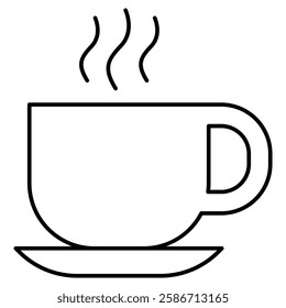 Hot coffee icon in thin line style