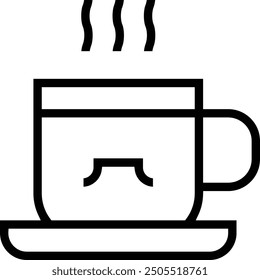 icono de café caliente. Diseño de estilo lineal delgado aislado sobre fondo blanco