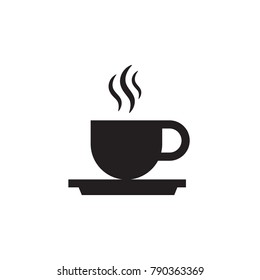 Hot coffee icon vector. Illustration. Isolate on white background. Flat black.