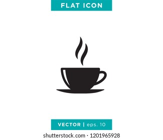 Hot Coffee Icon Vector Logo Design Template.