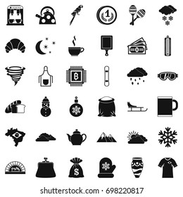 Hot coffee icons set. Simple style of 36 hot coffee vector icons for web isolated on white background