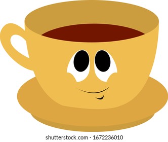 Hot coffee, illustration, vector on white background.
