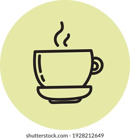 Hot coffee, illustration, vector on white background.