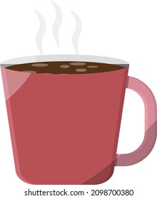 Hot coffee, illustration, vector on a white background.