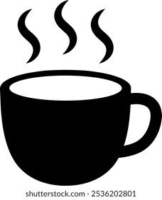 Ícone de silhueta de vetor isolado de café quente