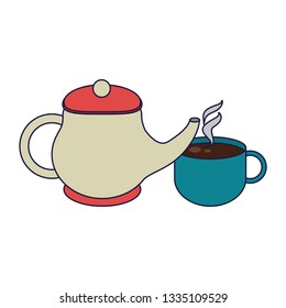 Hot coffee kettle and cup