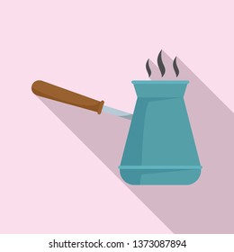 Hot coffee kettle icon. Flat illustration of hot coffee kettle vector icon for web design