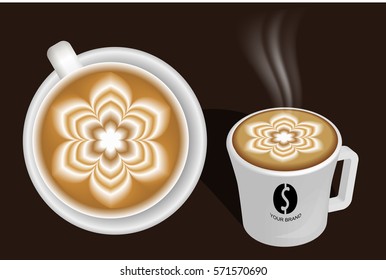 Hot Coffee Latte art  Vector