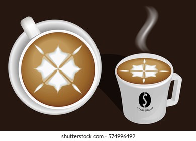 Hot Coffee Latte Art Vector