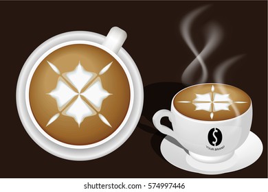 Hot Coffee Latte Art Vector