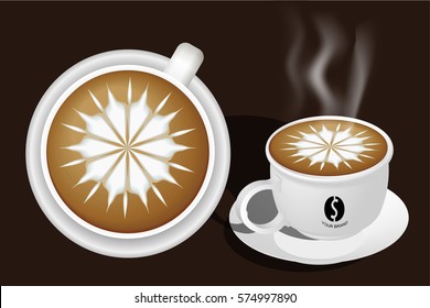 Hot Coffee Latte Art Vector