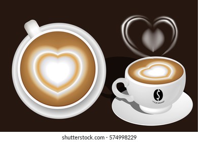 Hot Coffee Latte Art Vector