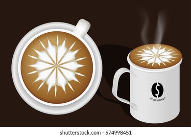 Hot Coffee Latte Art Vector
