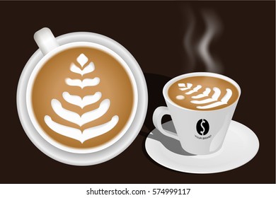 Hot Coffee Latte Art Vector