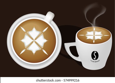 Hot Coffee Latte Art Vector
