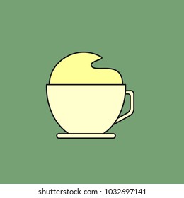 Hot Coffee Latte Flat Thin Lines Icon