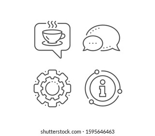 Hot coffee line icon. Chat bubble, info sign elements. Tea drink sign. Cafe symbol. Linear coffee outline icon. Information bubble. Vector