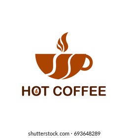 Hot coffee logo design with creative illustration