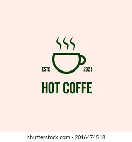Hot coffee logo design retro hipster vintage