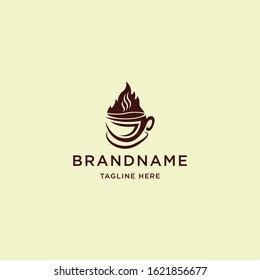 Hot coffee logo design template vector illustration