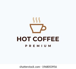 Hot Coffee logo design vector illustration