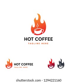 Hot coffee Logo designs concept vector, Fire Coffee Cup template