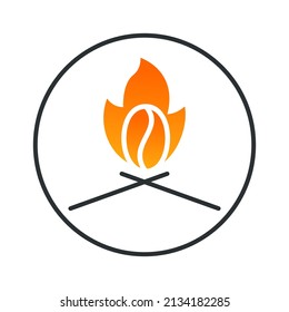Hot Coffee Logo designs concept, Fire Coffee Bean logo symbol vector illustration