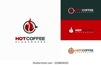 Hot Coffee logo designs concept vector, Fire Drink logo template symbol