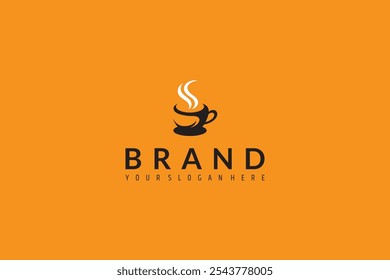 hot coffee logo with flat vector design style