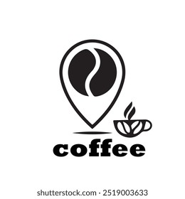 Icono del logotipo del café caliente en un fondo blanco y negro