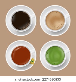 Hot coffee menu top view