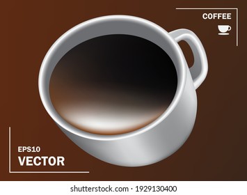 Hot coffee in a mug for advertising media,coffee vector concept design,vector 3d on brown backgroud for food and drink advertising design