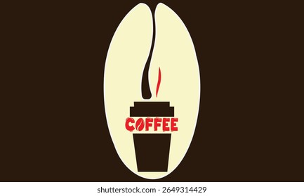 hot coffee mug and bean icon, hot coffee mug, bean,