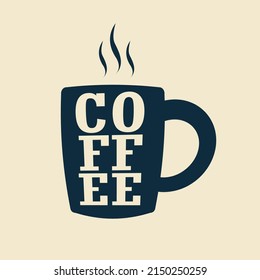 hot coffee mug drink with text vector design