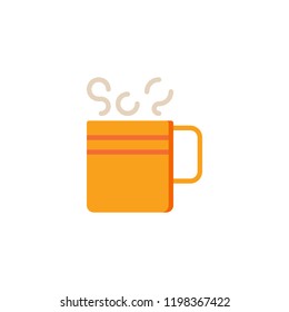 Hot Coffee mug flat icon, vector sign, colorful pictogram isolated on white. Tea cup symbol, logo illustration. Flat style design