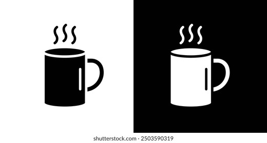 Icono de taza de café caliente Vector plano conjunto de contorno