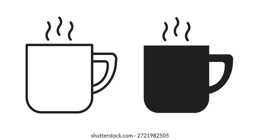 Icono de taza de café caliente icono plano simple. Versión Liner - Vector de stock.