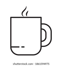 hot coffee mug icon over white background, line style, vector illustration