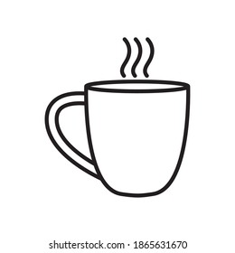 icono de taza de café caliente sobre fondo blanco, estilo de línea, ilustración vectorial